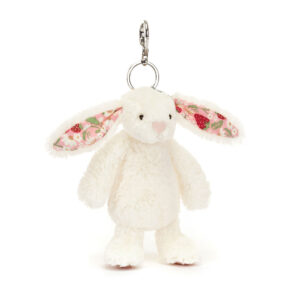 (英國直送) Jellycat Blossom Cream Bunny 'Berry' Bag Charm 白色花耳兔仔匙扣