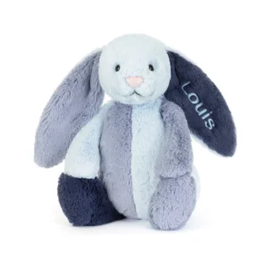 (英國直送) Jellycat Personalised Puddlesea Bunny 藍色拼色兔連繡名服務